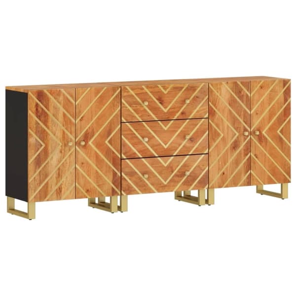vidaXL kommoder 3 stk. 60x33,5x75 cm massivt mangotræ brun og sort