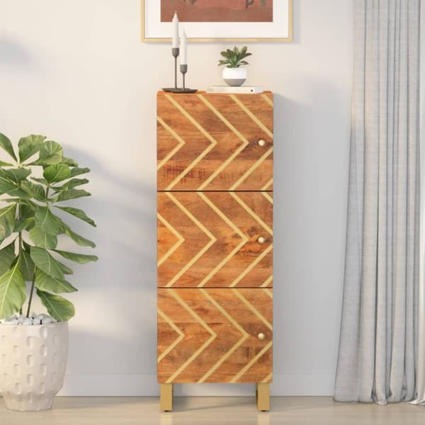 vidaXL Kaappi ruskea ja musta 40x33,5x110 cm täysi mangopuu