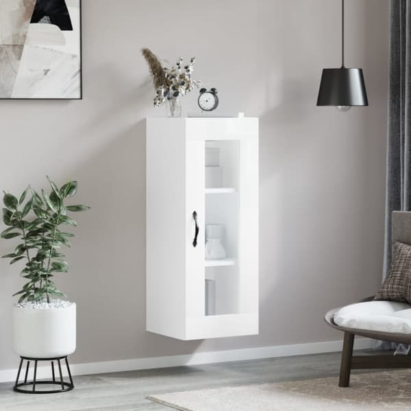 vidaXL vægskab 34,5x34x90 cm hvid højglans