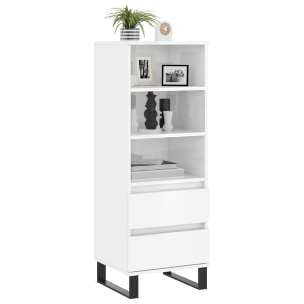 vidaXL højskab 40x36x110 cm konstrueret træ hvid højglans