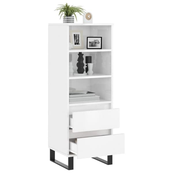 vidaXL højskab 40x36x110 cm konstrueret træ hvid højglans