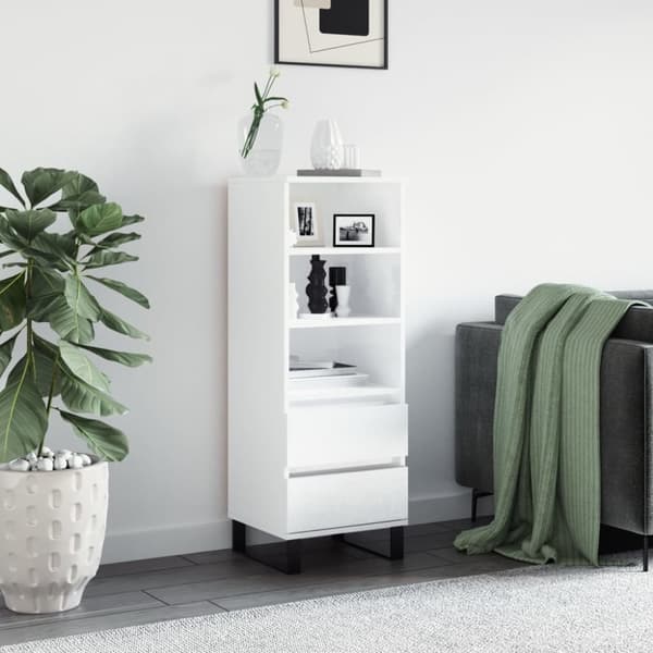 vidaXL højskab 40x36x110 cm konstrueret træ hvid højglans