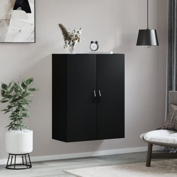 vidaXL Veggmontert skap svart 69,5x34x90 cm konstruert tre