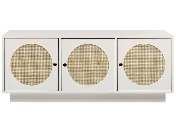 3-dørs Skjenk Hvit Produsert Tre med rotting Skap Stue Soverom Boho stil