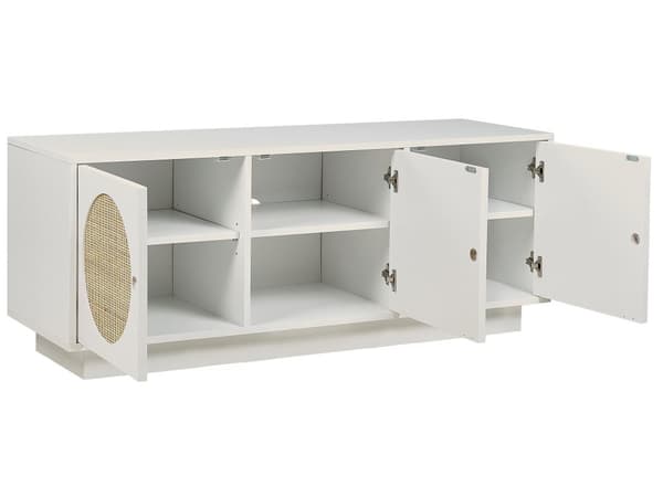 3-dørs Skjenk Hvit Produsert Tre med rotting Skap Stue Soverom Boho stil