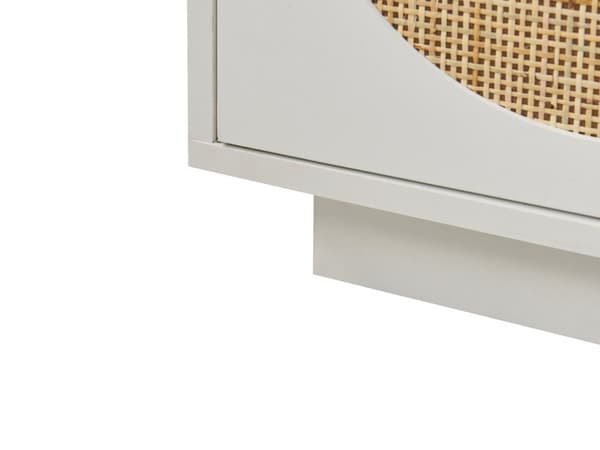 3-dørs Skjenk Hvit Produsert Tre med rotting Skap Stue Soverom Boho stil
