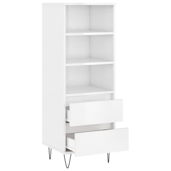 vidaXL højskab 40x36x110 cm konstrueret træ hvid højglans