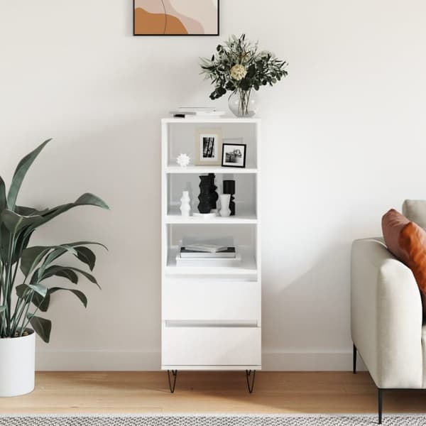 vidaXL højskab 40x36x110 cm konstrueret træ hvid højglans