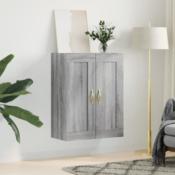 vidaXL vægskab 69,5x34x90 cm konstrueret træ grå sonoma-eg