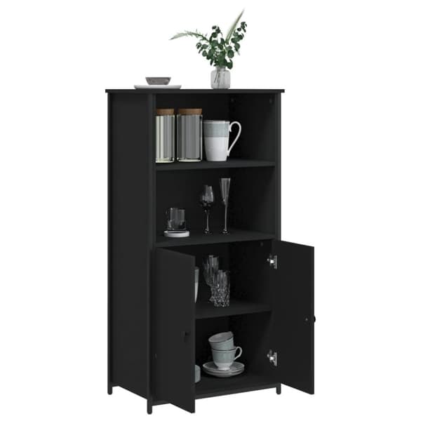 vidaXL højskab 62x36x121,5 cm konstrueret træ sort