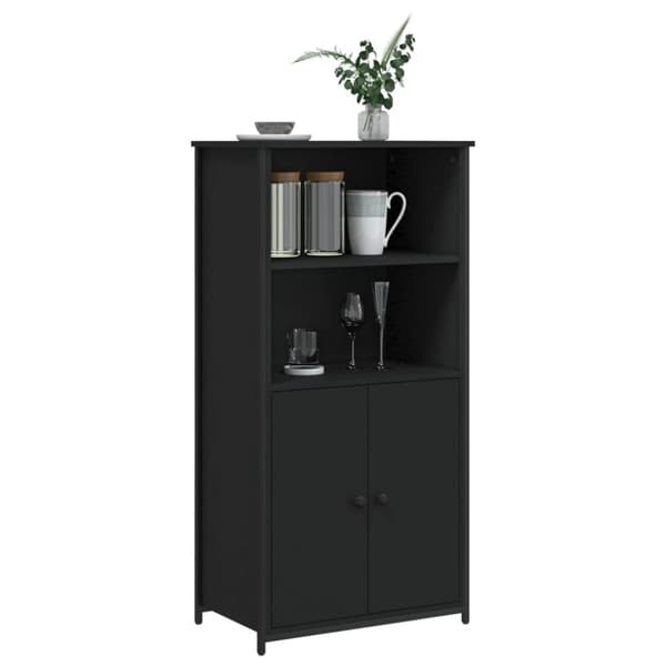 vidaXL højskab 62x36x121,5 cm konstrueret træ sort
