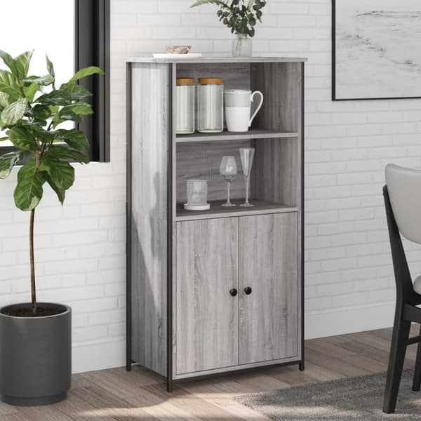 vidaXL Highboard grå sonoma 62x36x121,5 cm konstruert tre