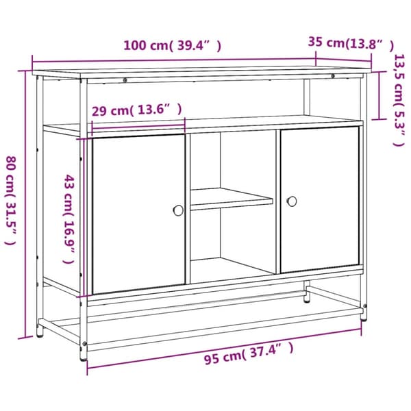 vidaXL skænk 100x35x80 cm konstrueret træ sonoma-eg