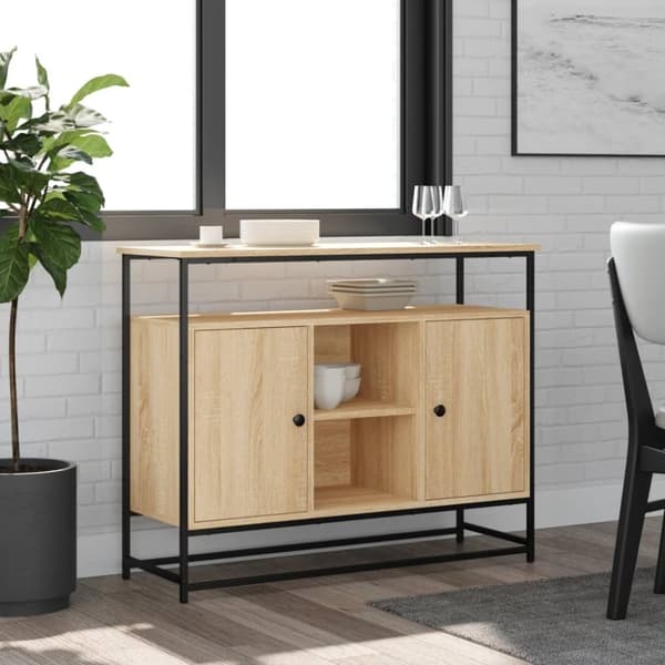 vidaXL skænk 100x35x80 cm konstrueret træ sonoma-eg