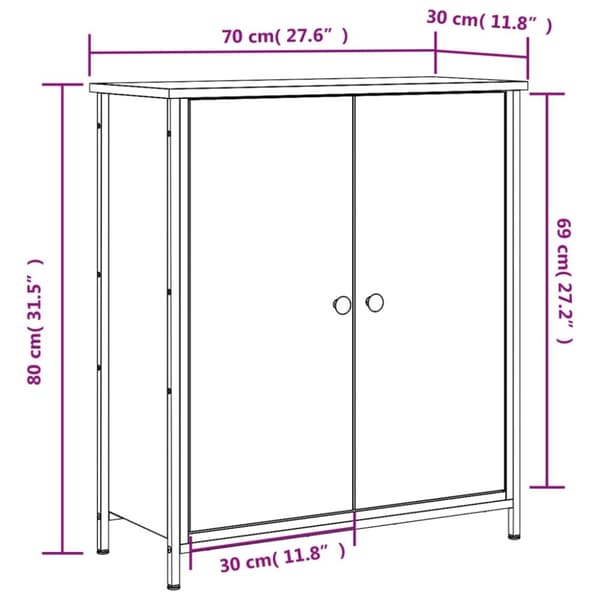 vidaXL Senkki ruskea tammi 70x30x80 cm tekninen puu