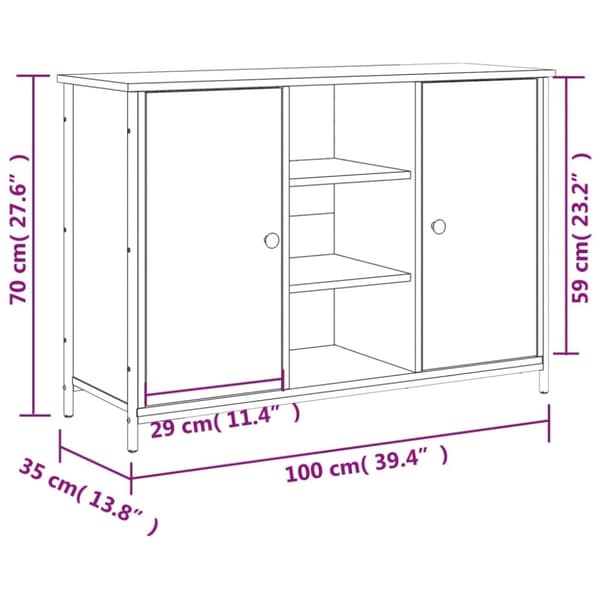 vidaXL skænk 100x35x70 cm konstrueret træ brun egetræsfarve