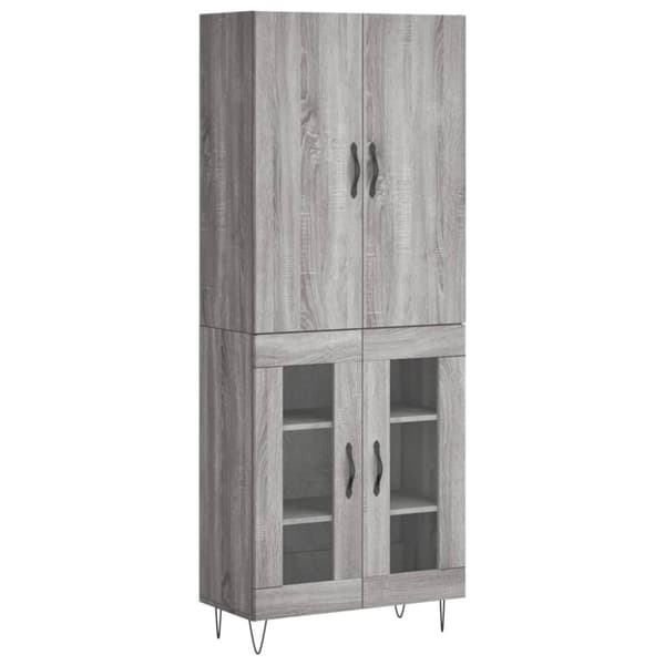 vidaXL højskab 69,5x34x180 cm konstrueret træ grå sonoma-eg