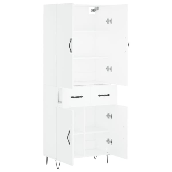 vidaXL højskab 69,5x34x180 cm konstrueret træ hvid