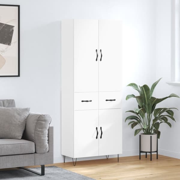 vidaXL højskab 69,5x34x180 cm konstrueret træ hvid