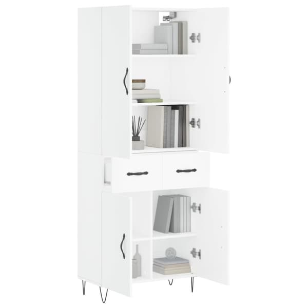 vidaXL højskab 69,5x34x180 cm konstrueret træ hvid