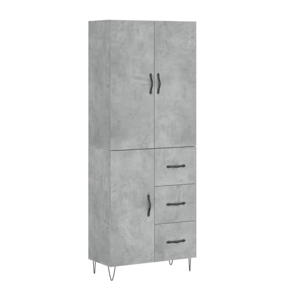 vidaXL Highboard betonggrå 69,5x34x180 cm konstruert tre