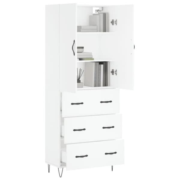 vidaXL Highboard hvit 69,5x34x180 cm konstruert tre