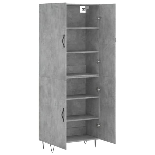 vidaXL Highboard betonggrå 69,5x34x180 cm konstruert tre