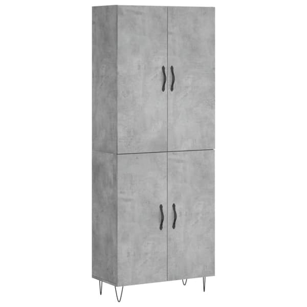 vidaXL Highboard betonggrå 69,5x34x180 cm konstruert tre