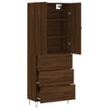 Miniatyrbilde 3 av 11: vidaXL Highboard brun eik 69,5x34x180 cm konstruert tre
