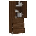 Miniatyrbilde 2 av 11: vidaXL Highboard brun eik 69,5x34x180 cm konstruert tre