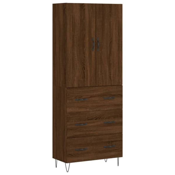 vidaXL Highboard brun eik 69,5x34x180 cm konstruert tre