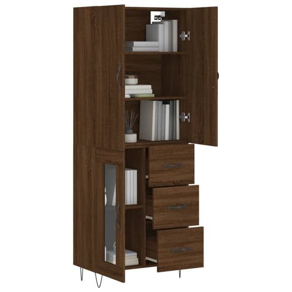 vidaXL Highboard brun eik 69,5x34x180 cm konstruert tre
