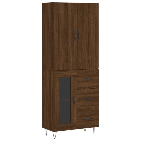 vidaXL Highboard brun eik 69,5x34x180 cm konstruert tre