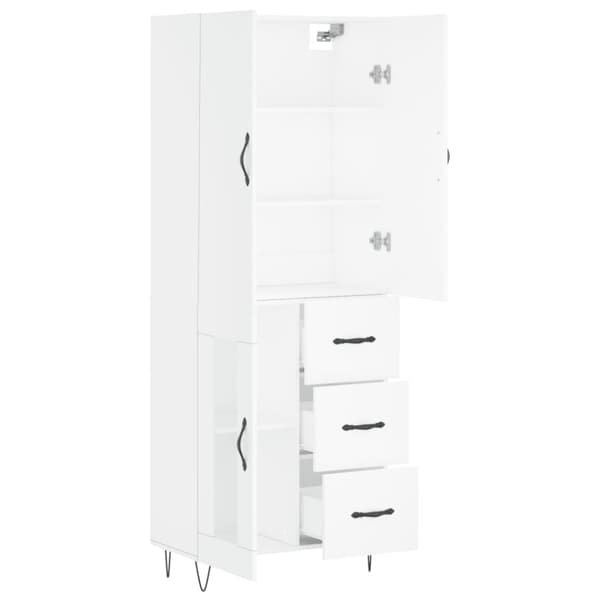 vidaXL Högskåp vit 69,5x34x180 cm konstruerat trä