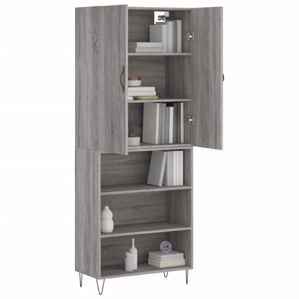 vidaXL Highboard grå sonoma 69,5x34x180 cm konstruert tre