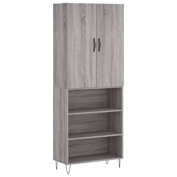 vidaXL Highboard grå sonoma 69,5x34x180 cm konstruert tre