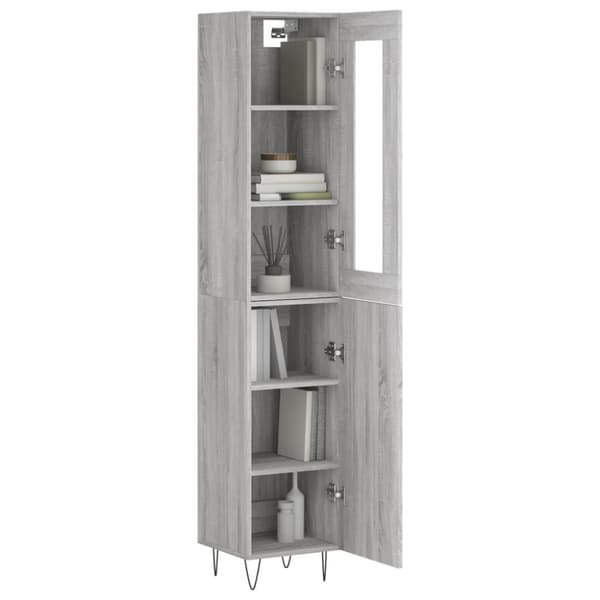 vidaXL Highboard grå sonoma 34,5x34x180 cm konstruert tre