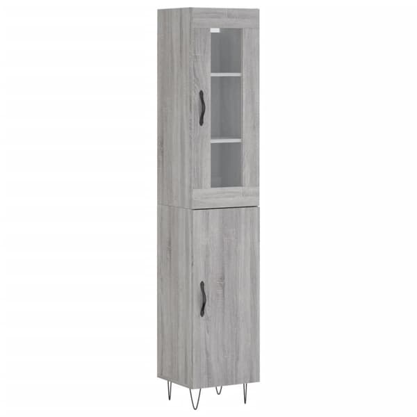 vidaXL Highboard grå sonoma 34,5x34x180 cm konstruert tre