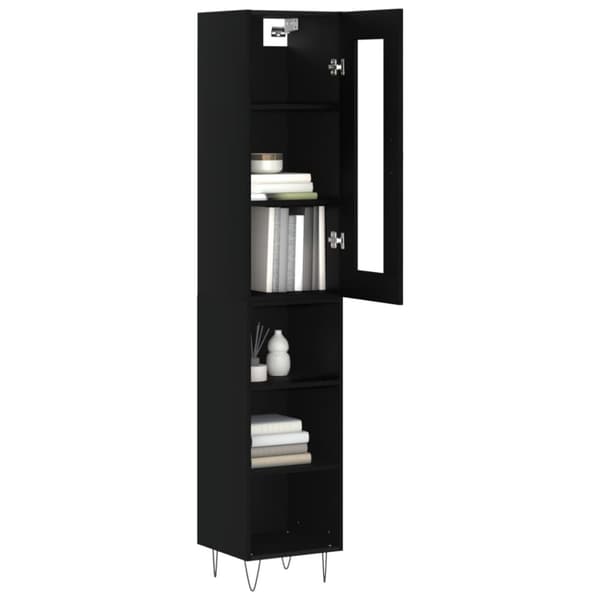vidaXL Highboard svart 34,5x34x180 cm konstruert tre