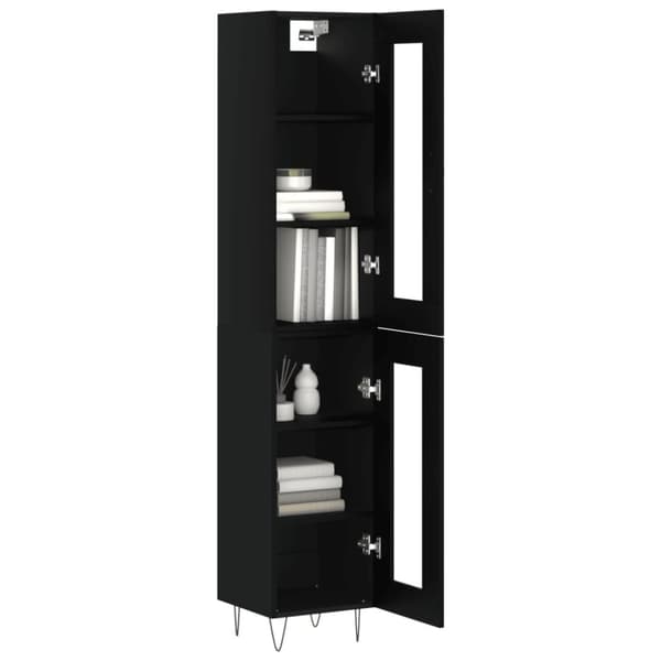 vidaXL Highboard svart 34,5x34x180 cm konstruert tre