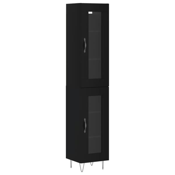 vidaXL Highboard svart 34,5x34x180 cm konstruert tre