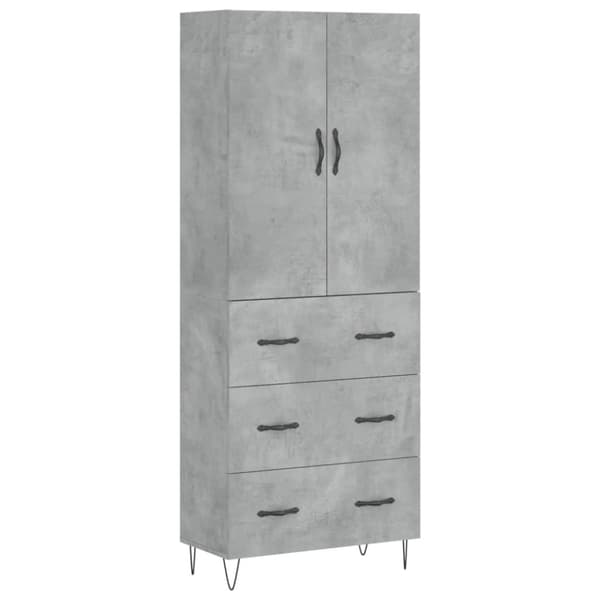vidaXL højskab 69,5x34x180 cm konstrueret træ betongrå