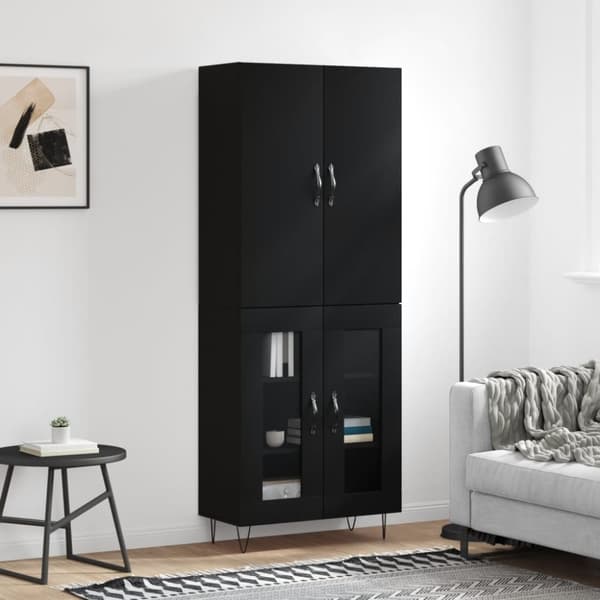 vidaXL højskab 69,5x34x180 cm konstrueret træ sort