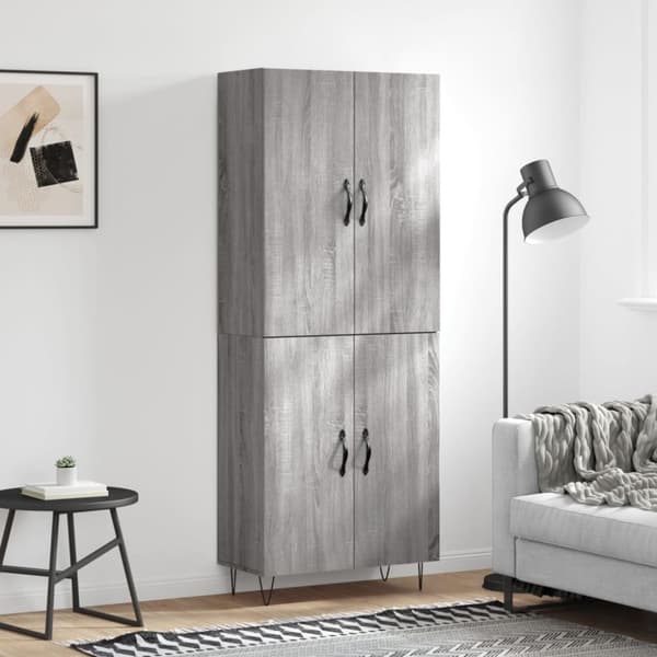 vidaXL Kaappi harmaa Sonoma 69,5x34x180 cm tekninen puu