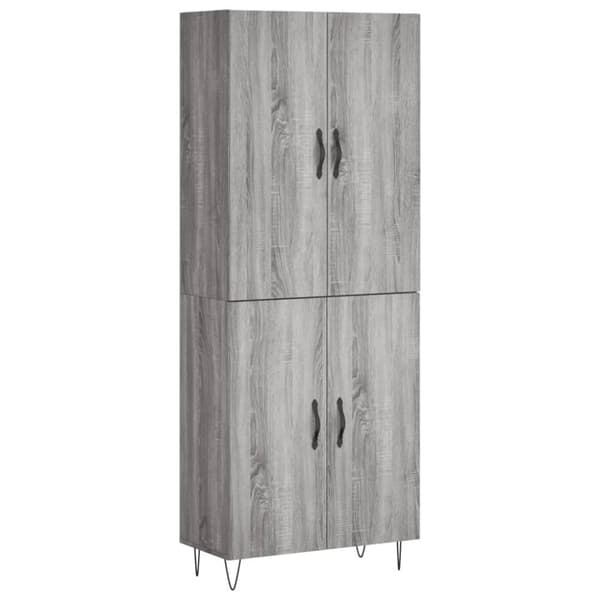 vidaXL højskab 69,5x34x180 cm konstrueret træ grå sonoma-eg