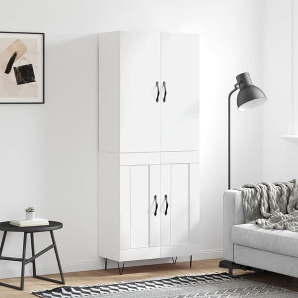 vidaXL højskab 69,5x34x180 cm konstrueret træ hvid