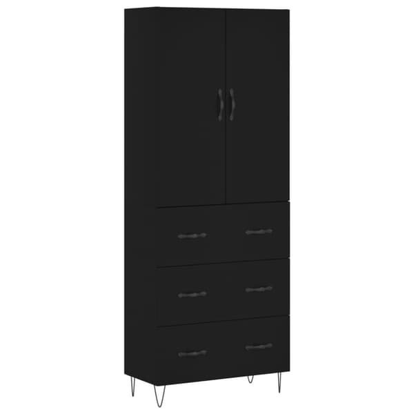 vidaXL højskab 69,5x34x180 cm konstrueret træ sort