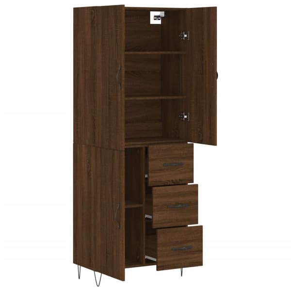 vidaXL højskab 69,5x34x180 cm konstrueret træ brun egetræsfarve