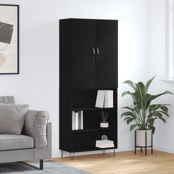 vidaXL Kaappi musta 69,5x34x180 cm tekninen puu