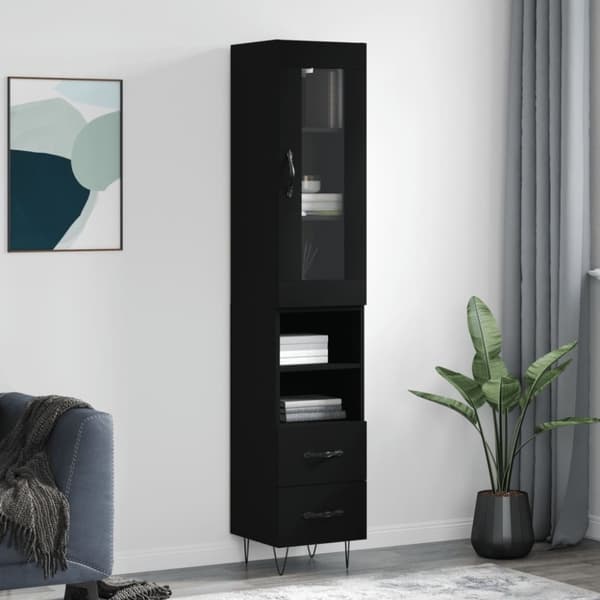 vidaXL skab 34,5x34x180 cm konstrueret træ sort